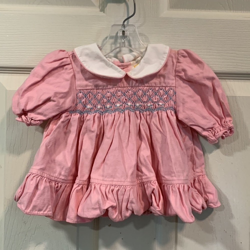 🐰 Vintage Tiny Tots Adorable Smocked & Full Pretty in Pink Dress, 3-6m